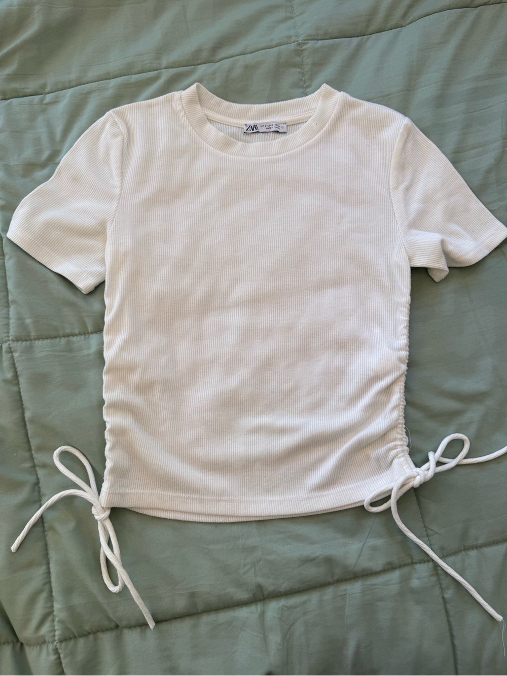 Zara Ribbed Side-Tie Tee